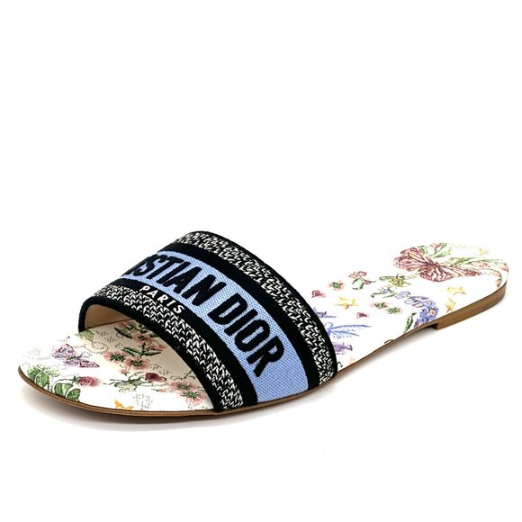DIOR DWAY Amour 1947 Toile de Jouy Papillo Flat Slides Mules Sandals Shoes - Picture 6 of 16